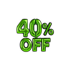 40% Off Sale Green Balloon Letters Discount Promotion