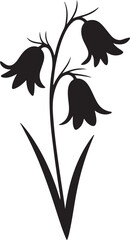 Obraz premium Black silhouette of a bluebell flower on a white background, vector style