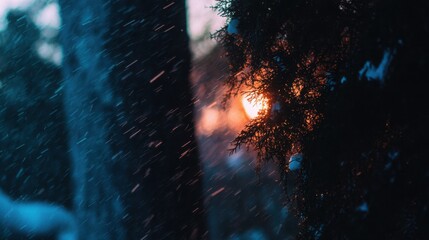 Obraz premium blizzard. Gentle snowfall in soft illumination, evoking quiet winter mood. ESG reports, sustainability campaigns, designed for sustainability communications and ESG reporting, used by bi analysts.