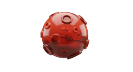 3D model of a stylized, reddish-orange planet, isolated on white background.