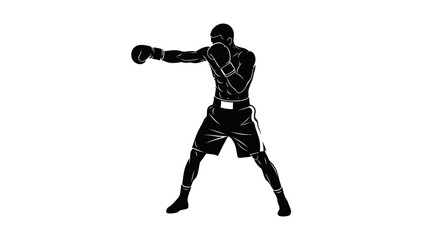 Dynamic silhouette of boxer throwing a punch