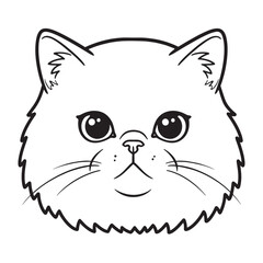 A charming and cute illustration of a cat's face, perfect for coloring or design projects