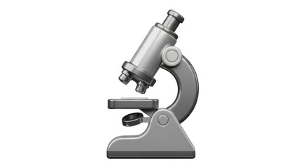 Gray illustration of a scientific microscope, detailed view.