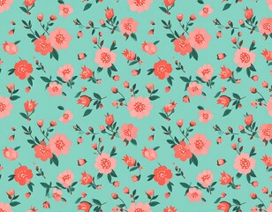 Floral pattern on mint green
