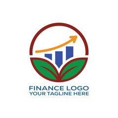 Finance Growth Leaf Logo Design Template