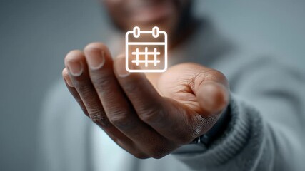 Hand Holding Glowing Calendar Icon - Powered by Adobe