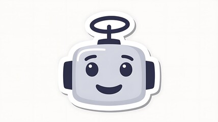 Obraz premium Cute Robot Emoji Sticker Vector Illustration Isolated on White Background
