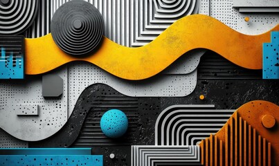 Abstract geometric design with layered shapes and vibrant colors