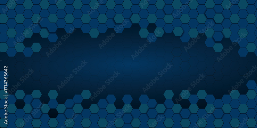Poster hexagonal abstract background | modern metal background with light | hexagonal pattern with empty sp