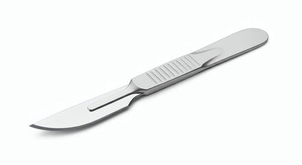 Fototapeta premium Sterile surgical scalpel, a precision medical instrument for accurate incisions in healthcare, research, and professional settings, isolated on white