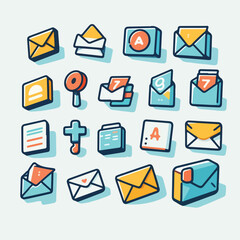 Vector image set of simple postal letters