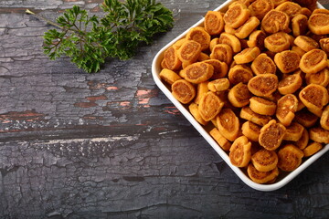 Bhakarwadi - a famous north Indian sweet snack food.