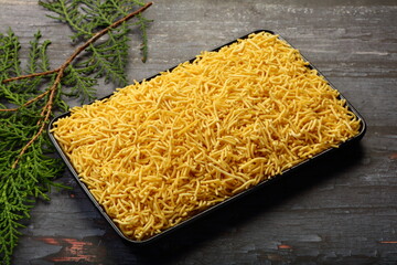 Silk sev- deep fried savoury street  food from India.