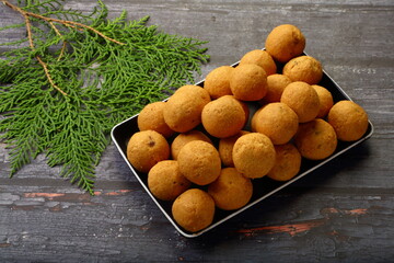 Kachori chaat- Indian sweets background.
