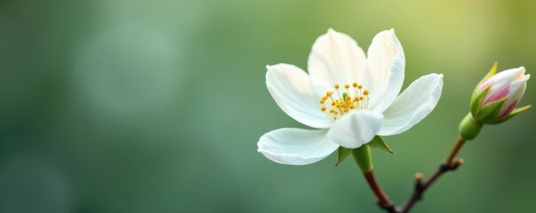 Delicate white blossom, pristine petals, isolated , botany, backdrop