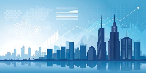 Abstract business and financial presentation background with cityscape.