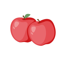 Apple fruits. Two red ripe fresh nutrition. Natural garden snack, sweet summer vitamin, healthy diet eating.
