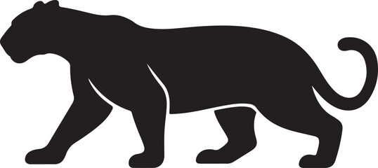 Black silhouette of a jaguar on a white background, outline style