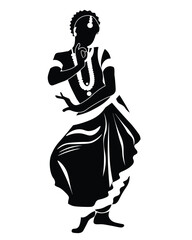 Traditional Indian classical dance silhouette artwork with cultural elegance and expression