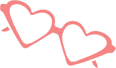 Coastal themed hand drawn vector illustration. Heart shaped sunglasses 