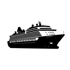Modern luxury cruise ship silhouette design for travel and leisure transportation projects isolated on white background Vector Illustration