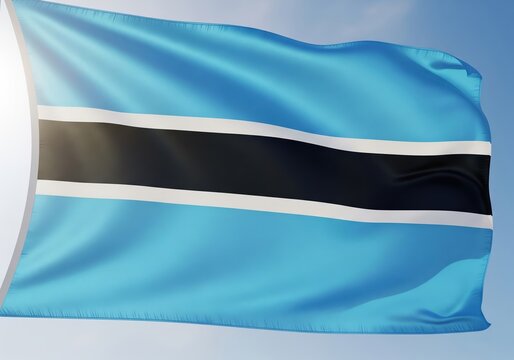 Waving flag of Botswana symbolizing national pride and sovereignty under a sunny sky