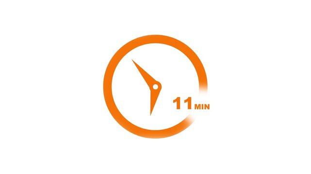 11 minutes Clock Timer, stopwatch icon. Stopwatch icon in flat style. 11 minute timer clocks modern animation design. 11 minutes timer countdown icon. 11 minute stopwatch icon.