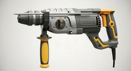 Powerful Gray and Yellow Rotary Hammer Drill for Construction and DIY Projects