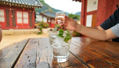 Iced drink at a Korean traditional restaurant