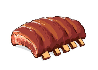 Deliciously grilled rib rack with glistening glaze and visible meat texture. Food concept