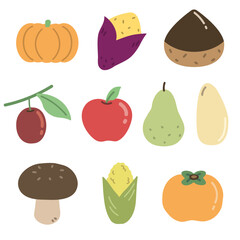 set of fruits and vegetables