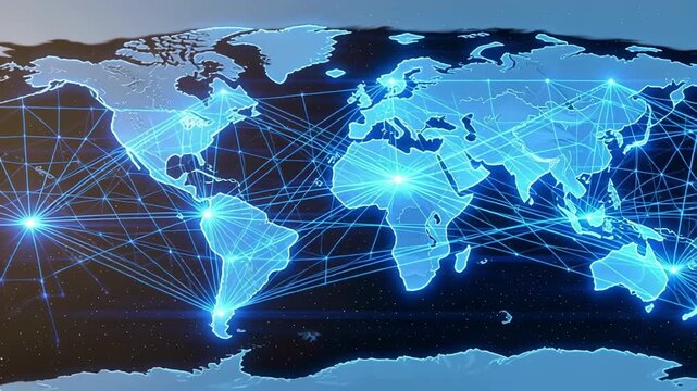 World map animation europe focus global geography earth continents countries travel atlas location