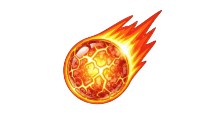 Fiery meteoroid blazing across space, leaving a trail of incandescent flames.