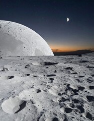 Lunar landscape at dawn