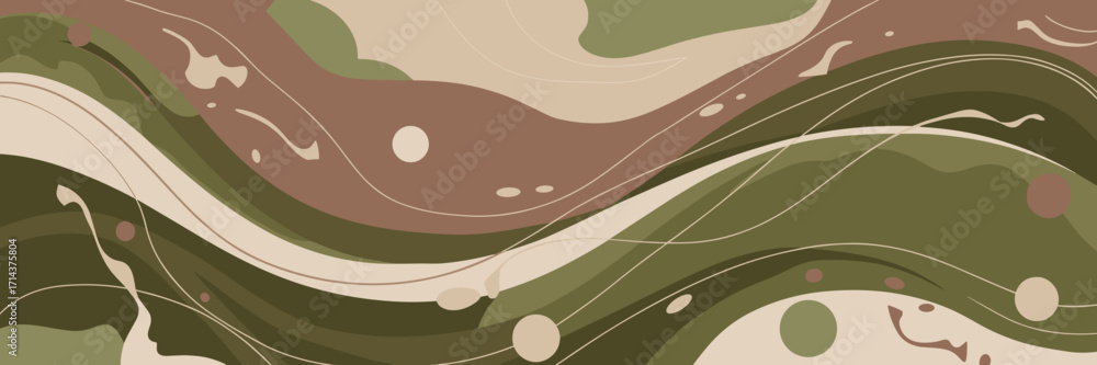 Poster abstract vector background with flowing organic lines and shapes