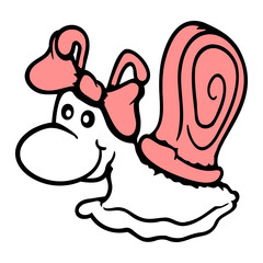 Snail girl female cute pretty bow tie woman happy