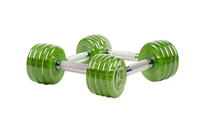 Vibrant green dumbbells ready for your intense strength training workout and fitness goals