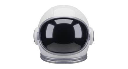 White astronaut helmet model, glossy finish, isolated on white background.