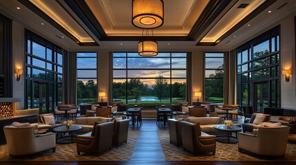 Luxurious, spacious lounge with expansive views.  