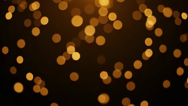 Golden Bokeh Lights on Black Background - Abstract video of out-of-focus golden lights on a dark background. Perfect for elegant or festive designs, adding a warm and luxurious feel.