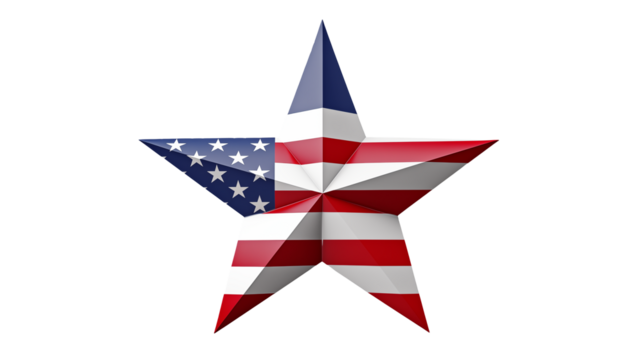 Dynamic American flag star shines with patriotic pride and national spirit
