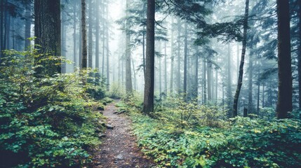 Obraz premium Misty forest path