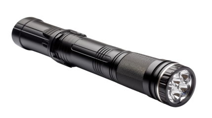 Powerful tactical flashlight ready for any emergency or adventure, illuminating darkness with bright LED beam.