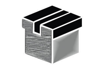 Abstract isometric box with textured sides