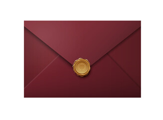 Burgundy elegant envelope with golden wax seal