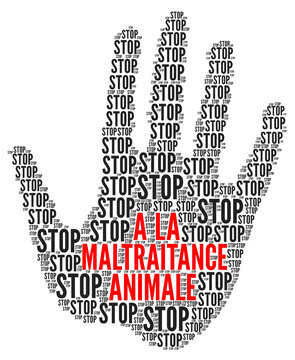 Symbole nuage de mots non &agrave; la maltraitance animale 