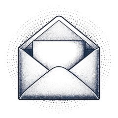 Open envelope with letter inside, outlined in dark gray
