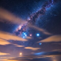 Fototapeta premium A breathtaking view of the Milky Way stretching across a night sky, dotted with countless stars and ethereal clouds.