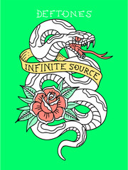 deftones illustration private music white snake tattoo flash flower infinite source