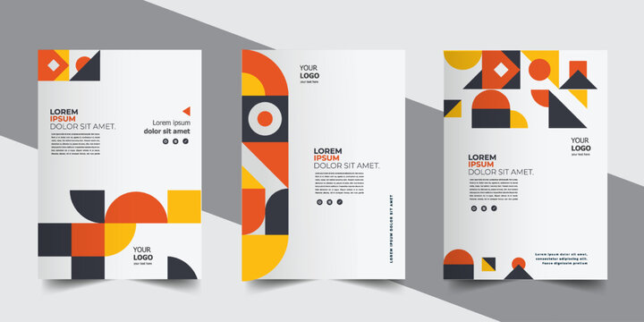 Bundle set of bright vector colorful Geometric background for poster or brochure cover design modern